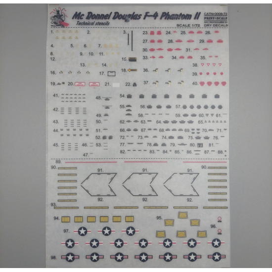 McDonnell Douglas F-4 Phantom II technical stencils 0008-72 Scale 1:72