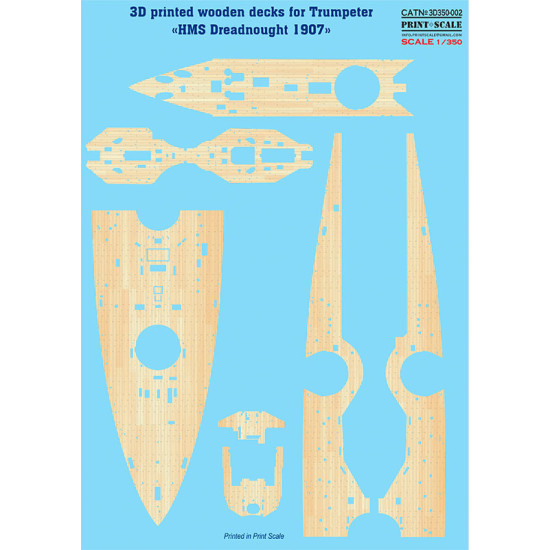 3d Printed Wooden Decks For Trumpeter Hms Dreadnought 3d350-002 Scale 1-350