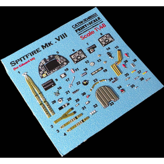 Spitfire Mk.VIII for Eduard Kit Instrument Panel 3D48-022 Scale 1/48