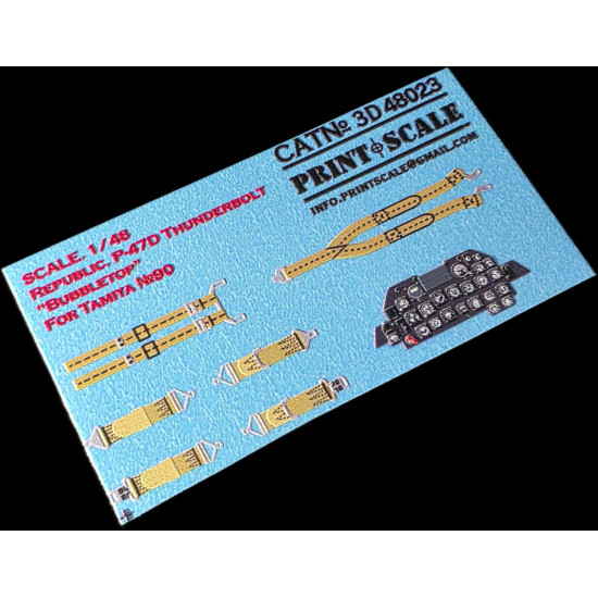Republic P-47D Thunderbolt "Bubbletop" for Tamiya Kit Instrument Panel 3D48-023 Scale 1/48