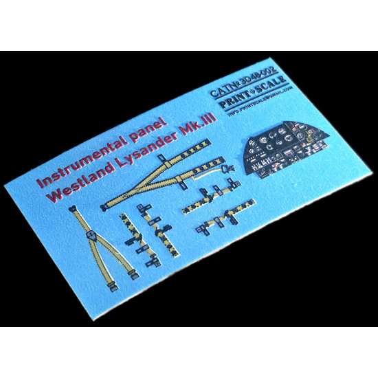 Instrumental panel Westland Lysander Mk.III 3D48-002 Scale 1/48 Instrumental panel Westland Lysander Mk.III 3D48-002 Scale 1/48