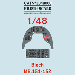 Instrumental panel Bloch MB.151/152 3D48-008 Scale 1/48