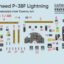 Instrumental panel Lockheed P-38 Lightning 3D48-013 Scale 1/48