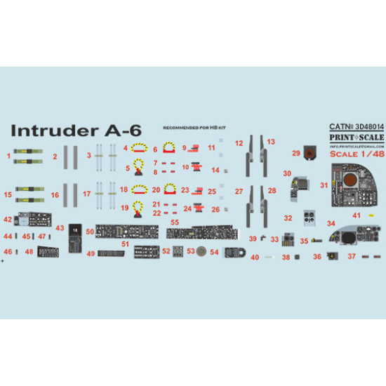 Instrumental panel Grumman A-6 Intruder 3D48-014 Scale 1/48