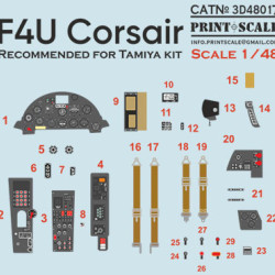 Instrumental panel F4U Corsair 3D48-017 Scale 1/48