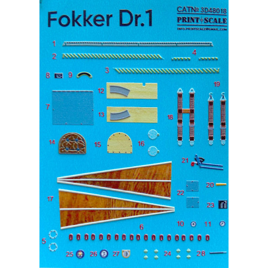 Instrument panel Fokker Dr.1 3D48-018 Scale 1/48