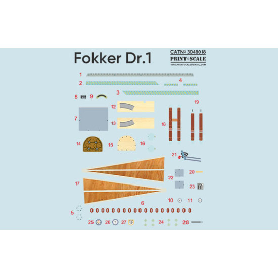 Instrument panel Fokker Dr.1 3D48-018 Scale 1/48