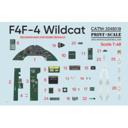 Instrumental panel F4F-4 Wildcat 3D48-019 Scale 1/48
