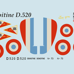 Dewoitine D.520 Mask & Decals + 3D Panel PSM48002 Scale 1/48
