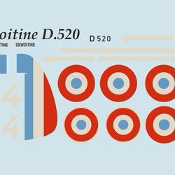 Dewoitine D.520 Painting Mask & Decals PSM48003 Scale 1/48