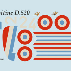 Dewoitine D.520 Painting Mask & Decals PSM48004 Scale 1/48