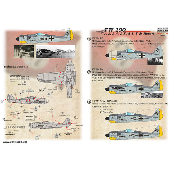 FW 190 A-3, A-4, A-5, A-6, F & Recon Part 2 48-282 Scale 1:48 FW 190 A-3, A-4, A-5, A-6, F & Recon Part 2 48-282 Scale 1:48