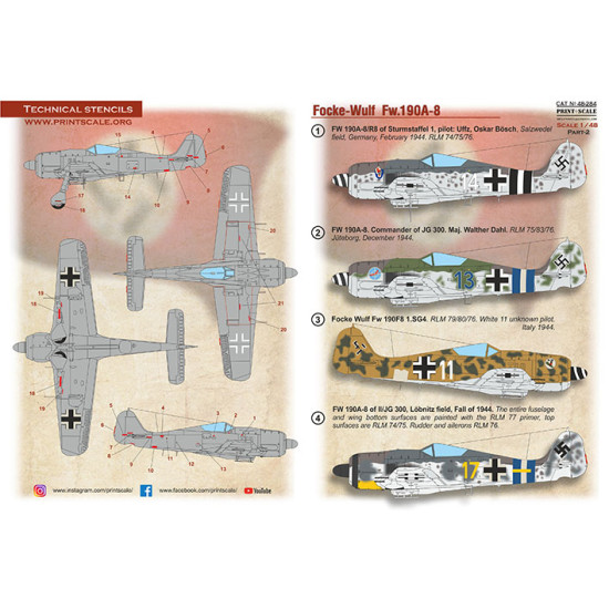 Focke Wulf FW 190A-8 Part-2 48-284 Scale 1/48