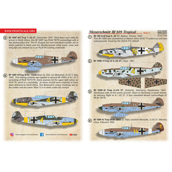 Messerschmitt Bf-109 Tropical Part-1 48-308 Scale 1/48