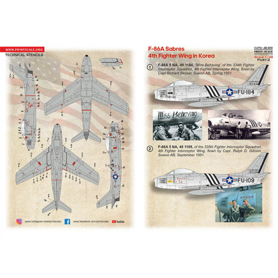 F-86A Sabres 4th Fighter Wing in Korea Part 2 48-309 Scale 1/48
