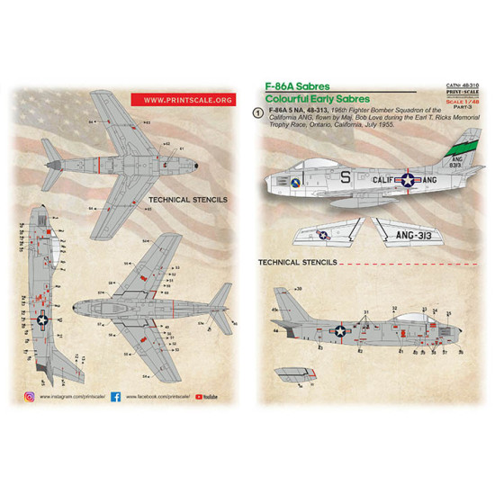 F-86A Colorful Early Sabres The complete set 2 leaf Part 3 48-310 Scale 1/48