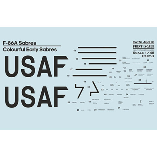 F-86A Colorful Early Sabres The complete set 2 leaf Part 3 48-310 Scale 1/48
