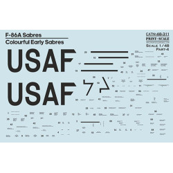 F-86A Colorful Early Sabres The complete set 2 leaf Part 4 48-311 Scale 1/48