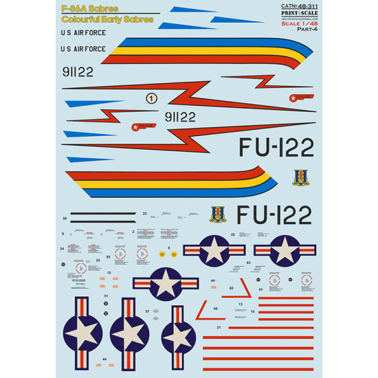 F-86A Colorful Early Sabres The complete set 2 leaf Part 4 48-311 Scale 1/48