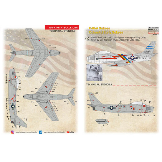F-86A Colorful Early Sabres The complete set 2 leaf Part 4 48-311 Scale 1/48