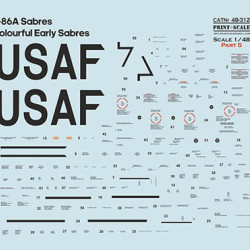 F-86A Colorful Early Sabres The complete set 2 leaf Part 5 48-312 Scale 1/48
