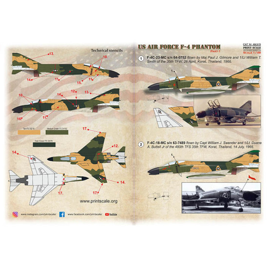 US Air Forces F-4 Phantom Part 1 48-315 Scale 1/48