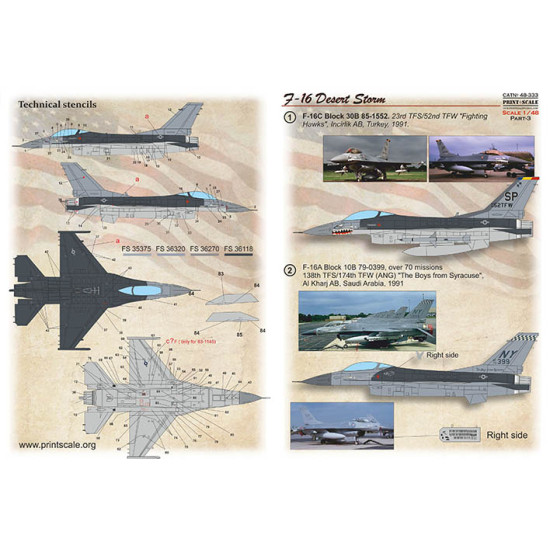 F-16 Desert Storm Part 3 48-333 Scale 1/48
