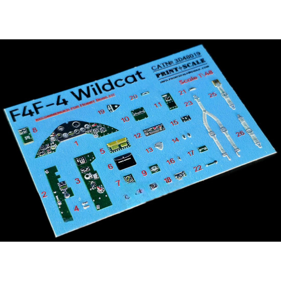 Instrumental panel F4F-4 Wildcat 3D48-019 Scale 1/48