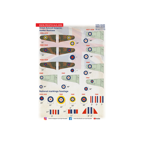 British National Insignia. Hawker Hurricane 72-445 Scale 1/72 