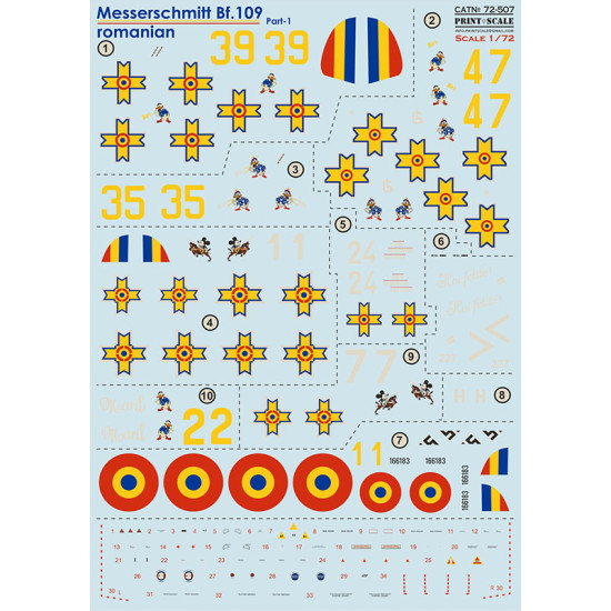 Bf 109 Roumains Part 1 72-507 Scale 1:72 Bf 109 Roumains Part 1 72-507 Scale 1:72