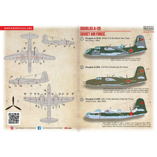 Boston Hawk A-20 Soviet Air Force 72-513 Scale 1/72