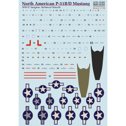 P-51 B/D Mustang Technical stencils 72-522 Scale 1/72