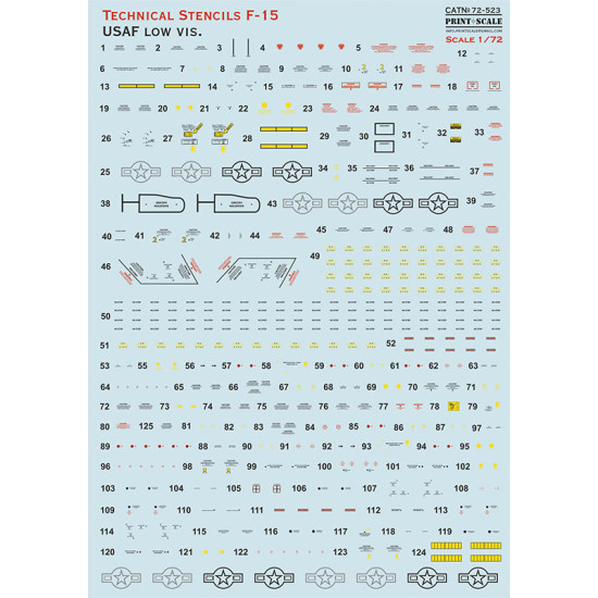 Technical Stencils F-15 USAF low vis 72-523 Scale 1/72