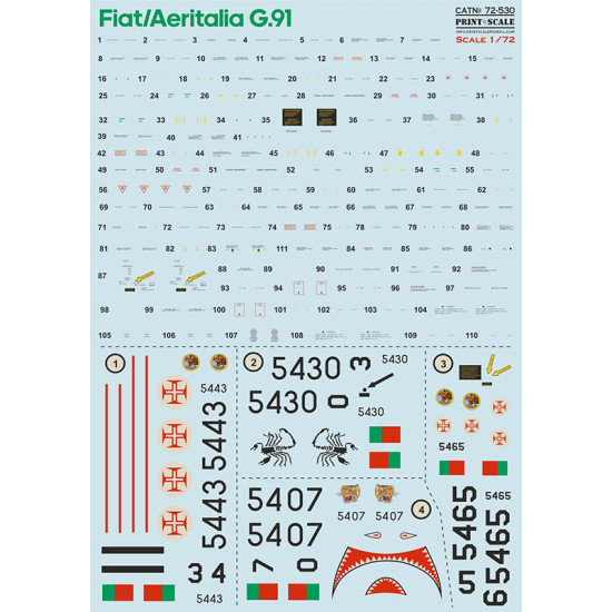 Fiat G.91 Decal Set 72-530 Scale 1/72