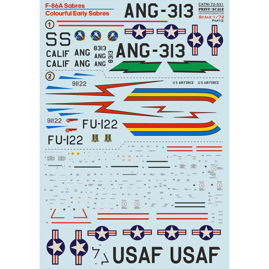 F-86A Sabres Colourful Early Sabres Part-2 72-531 Scale 1/72