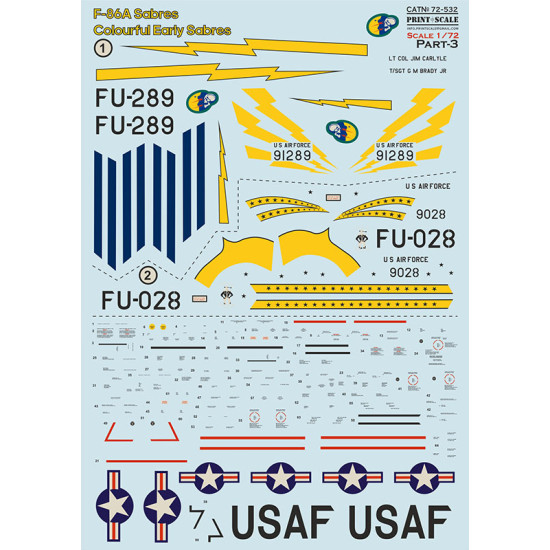 F-86A Sabres. Colourful Early Sabres Part-3 72-532 Scale 1/72