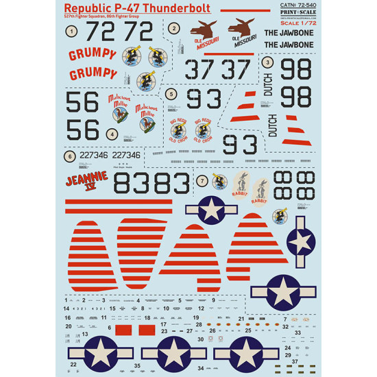 Republic P-47 Thunderbolt 72-540 Scale 1/72