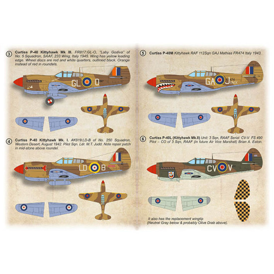 Curtiss P-40 Warhawk/Tomahawk/Kittyhawk 72-541 Scale 1/72