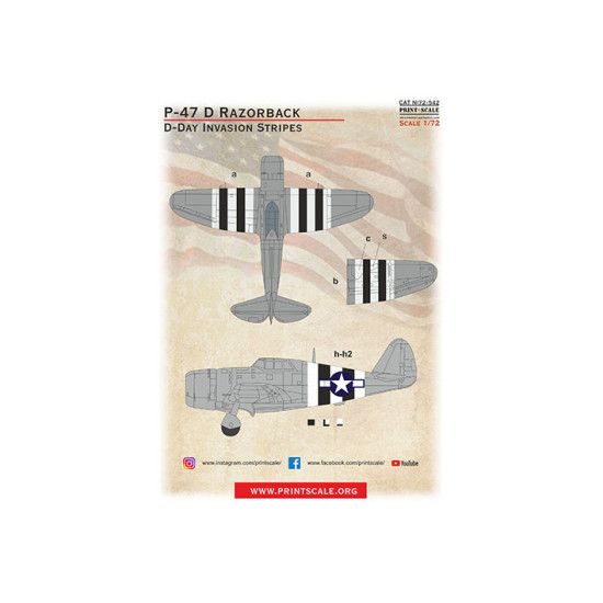 P-47D Razorback D-Day Invasion Stripes 72-542 Scale 1/72