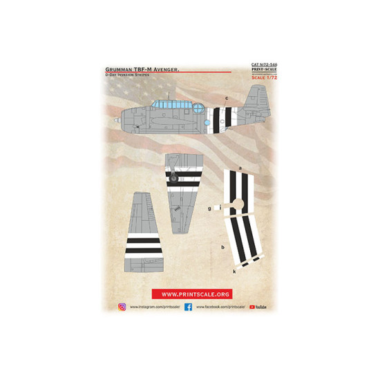 Grumman TBF/M Avenger  D-Day Invasion Stripes 72-546 Scale 1/72