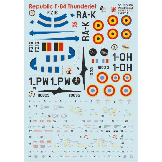 Republic F-84G Thunderjet Part-1 72-550 Scale 1/72