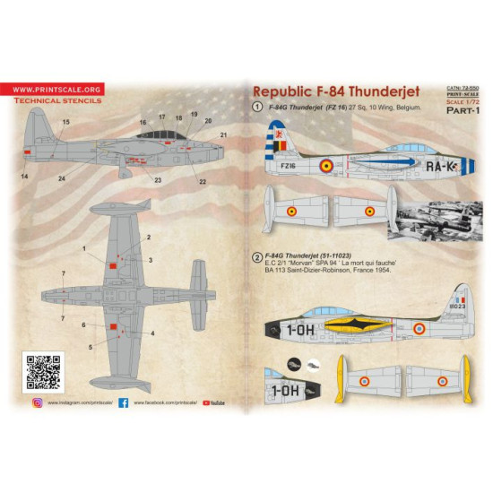 Republic F-84G Thunderjet Part-1 72-550 Scale 1/72