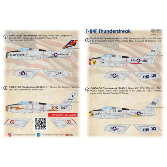 Republic F-84F Thunderstreak 72-554 Scale 1/72