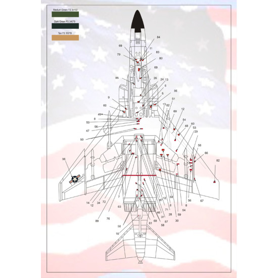 McDonnell Douglas F-4 Phantom II technical stencils 0008-72 Scale 1:72