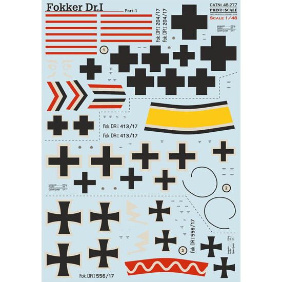 Fokker Dr I Part 1 48-277 Scale 1/72