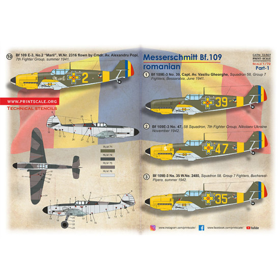 Bf 109 Roumains Part 1 72-507 Scale 1:72