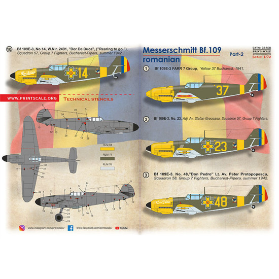 Bf 109 Roumains Part 2 72-508 Scale 1:72