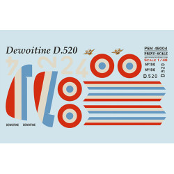 Dewoitine D.520 mask +decal+3D decal PSM48004 Scale 1:48