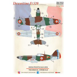 Dewoitine D.520 Mask-decal Psm72015 Scale 1-72