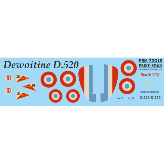 Dewoitine D.520 Mask-decal Psm72015 Scale 1-72